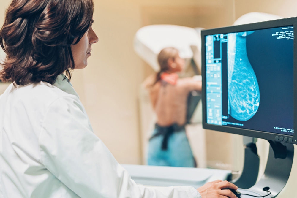 mammogram screening in progress